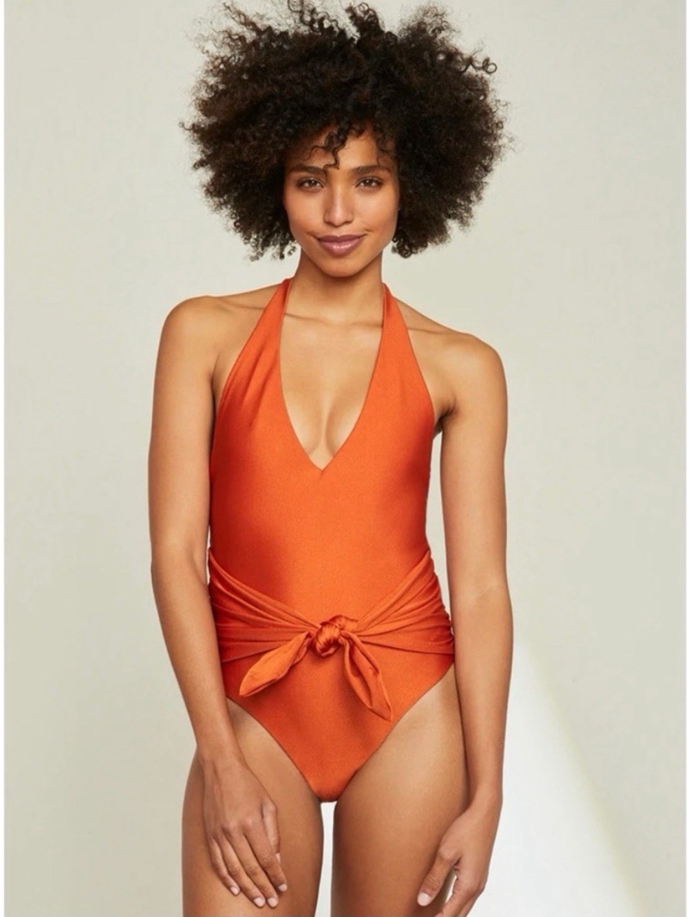 VERONICA BEARD Vickerie Halter One-Piece Swimsuit In Burnt Orange Size M